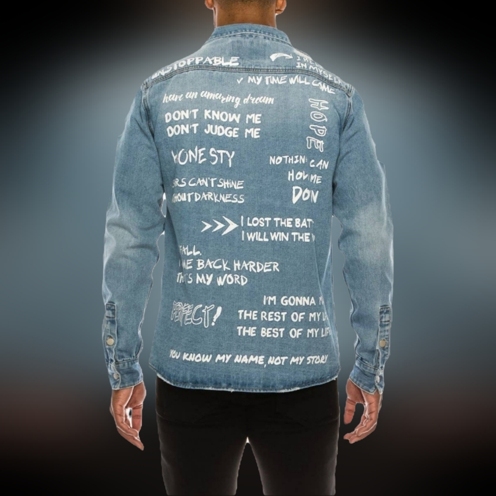 "This Is Who I Am" Scribbled Denim